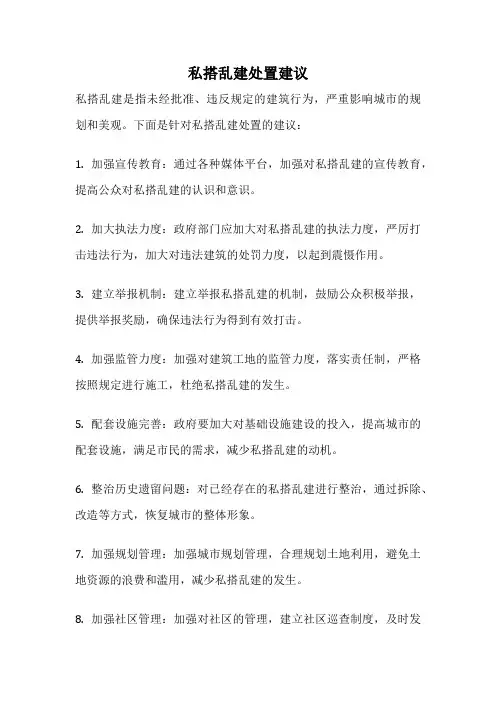 私搭乱建处置建议