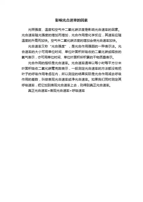 影响光合速率的因素