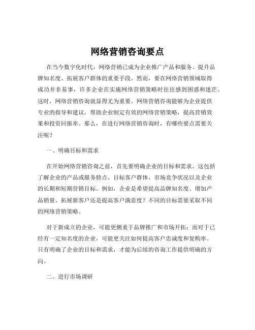 网络营销咨询要点