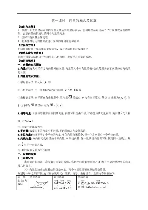 高三数学一轮复习：向量的基本概念教案