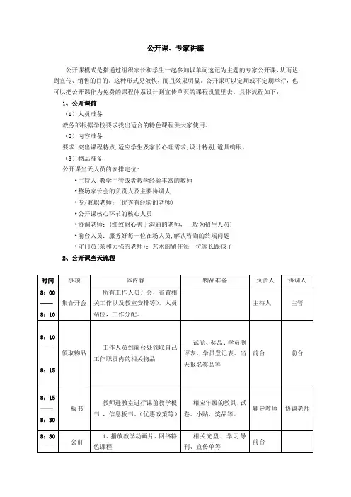 公开课、专家讲座