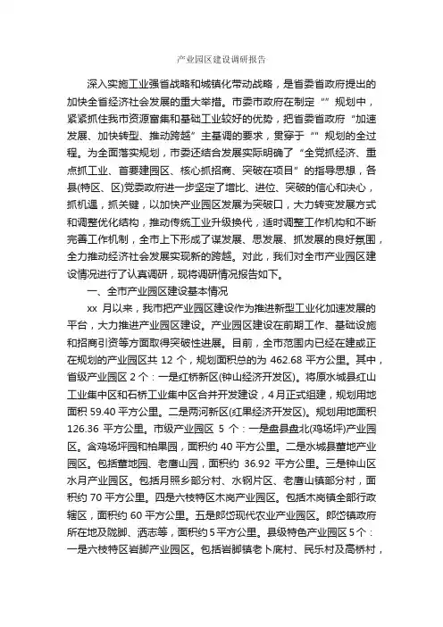 产业园区建设调研报告_调研报告_