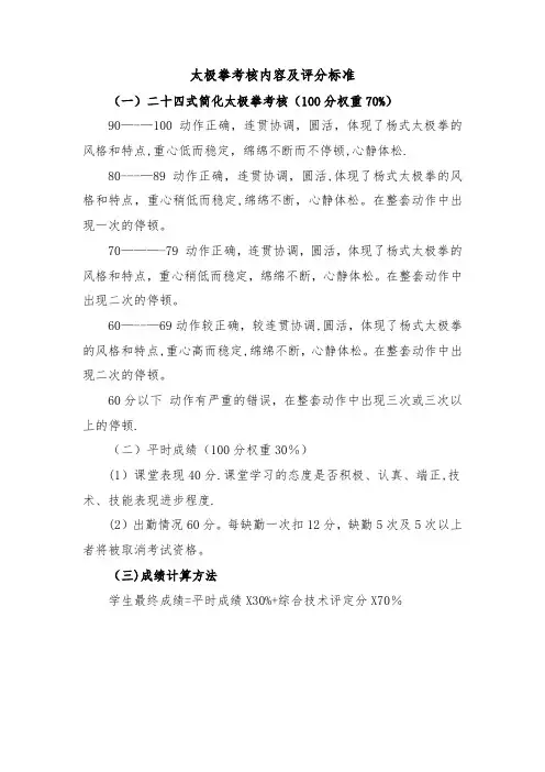 高职太极拳考核内容及评分标准