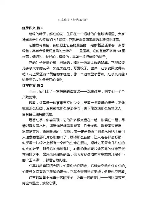 红掌作文（精选50篇）
