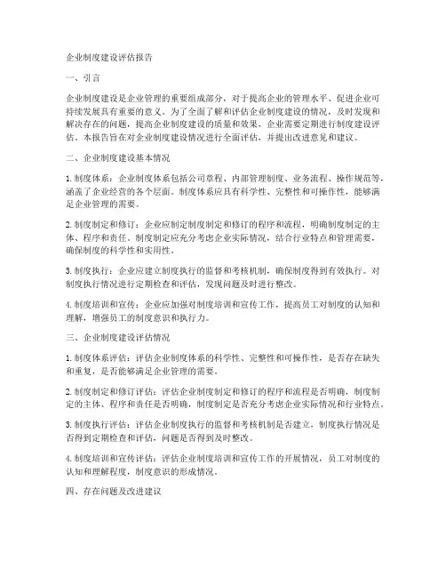 企业制度建设评估报告范本