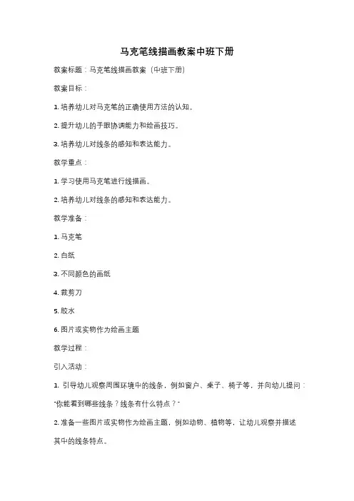 马克笔线描画教案中班下册