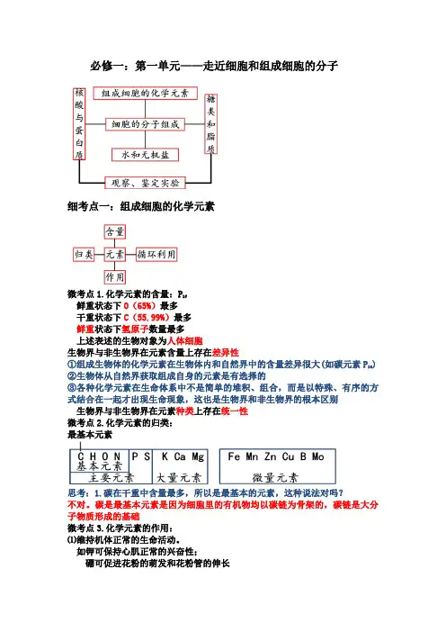 第1单元 走进细胞和组成细胞的分子