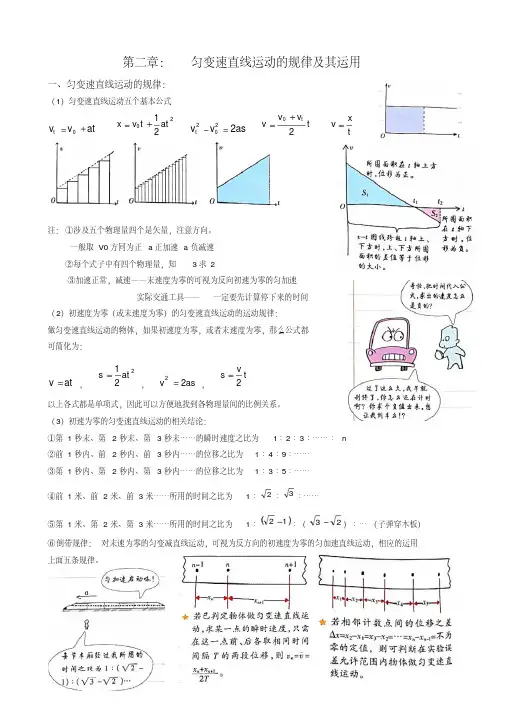 人教版必修一第二章匀变速直线运动的规律及其运用—简明实用笔记(知识要点)