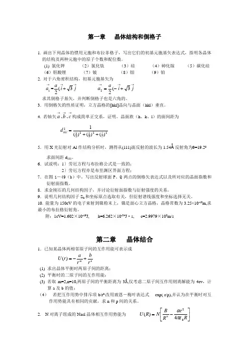 晶体结构和倒格子