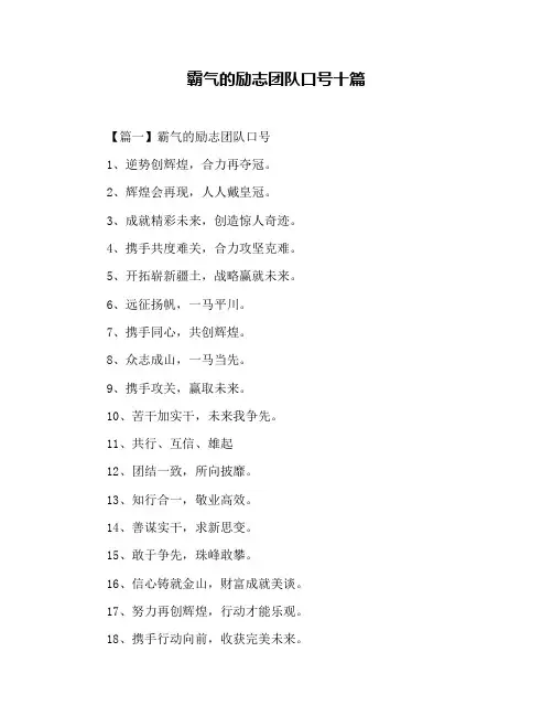 霸气的励志团队口号十篇