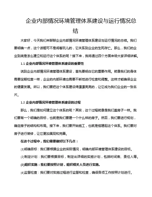 企业内部情况环境管理体系建设与运行情况总结