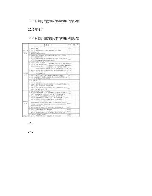 中医医院住院病历书写质量评估标准.