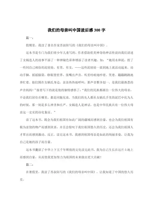 我们的母亲叫中国读后感300字