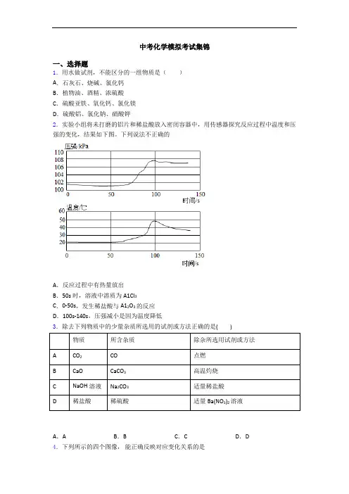 中考化学模拟考试集锦