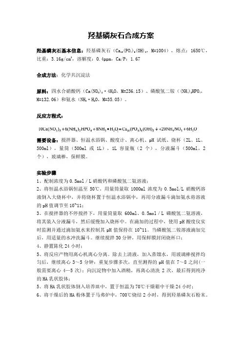羟基磷灰石合成方案
