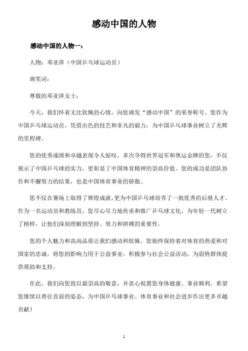 感动中国的人物和颁奖词