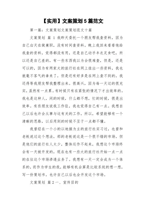 【实用】文案策划5篇范文