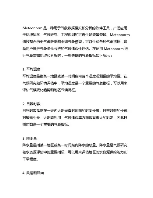 meteonorm 指标含义