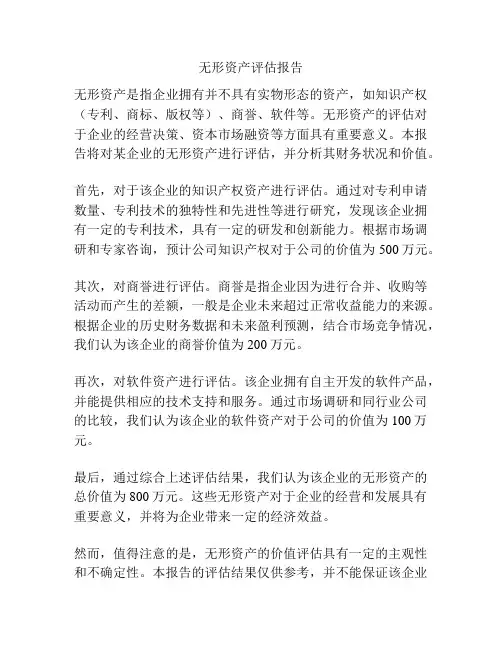 无形资产评估报告