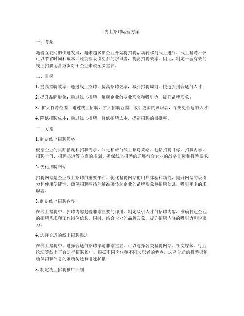 线上招聘运营方案