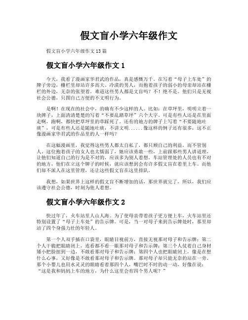 假文盲小学六年级作文