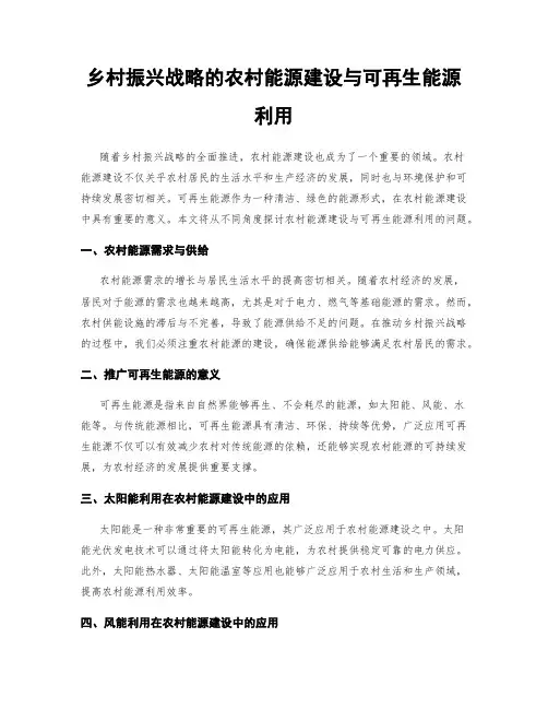 乡村振兴战略的农村能源建设与可再生能源利用