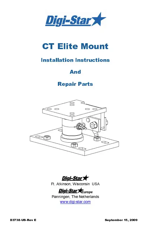 CT Elite Mount 安装指南和维修部件说明书