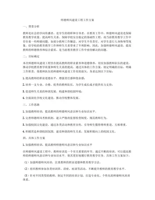 师德师风建设工程工作方案