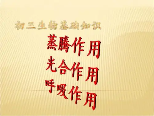 人教版中考专题复习：植物三大生理过程(共30张PPT)