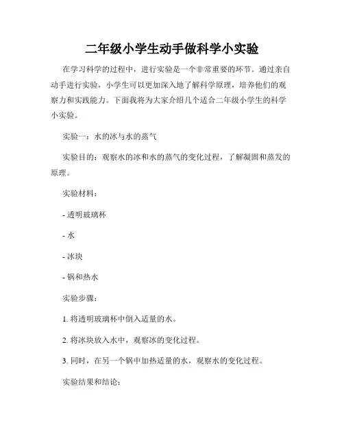 二年级小学生动手做科学小实验