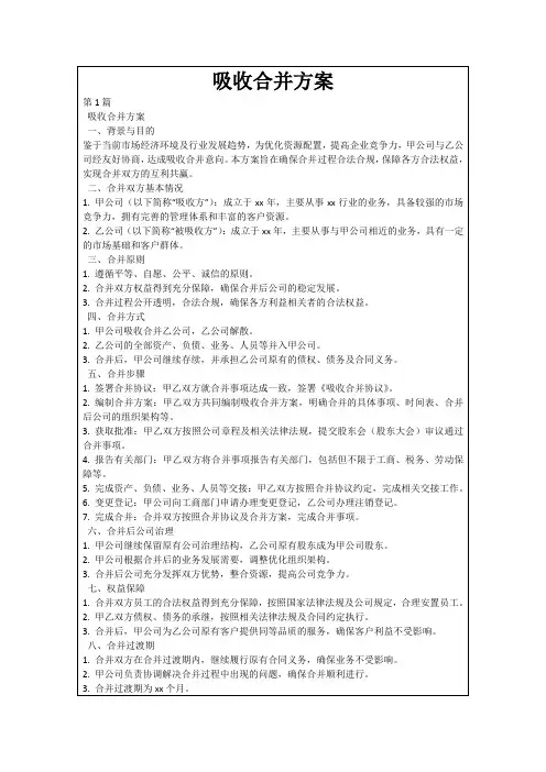 吸收合并方案