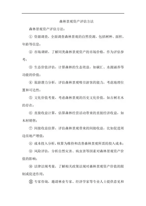 森林景观资产评估方法
