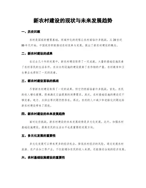 新农村建设的现状与未来发展趋势