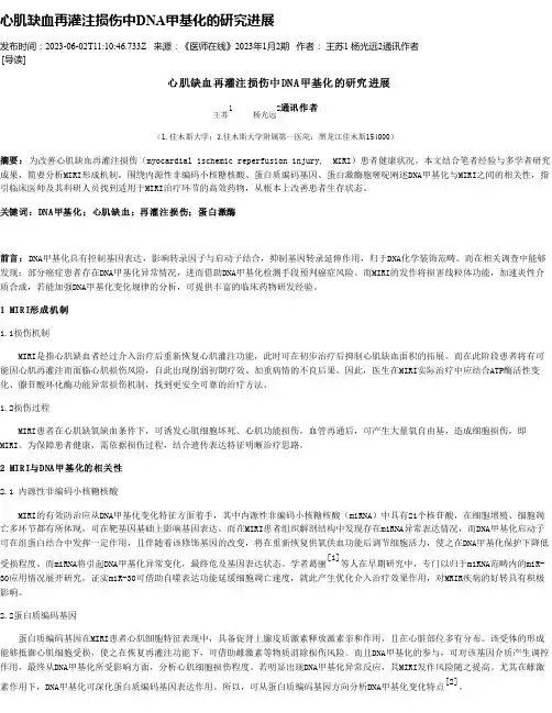 心肌缺血再灌注损伤中DNA甲基化的研究进展