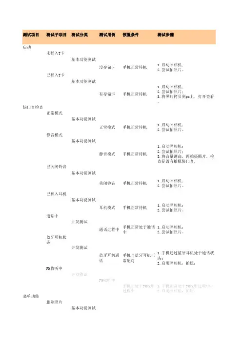 手机测试用例