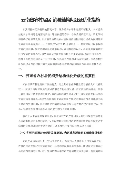 云南省农村居民 消费结构问题及优化措施