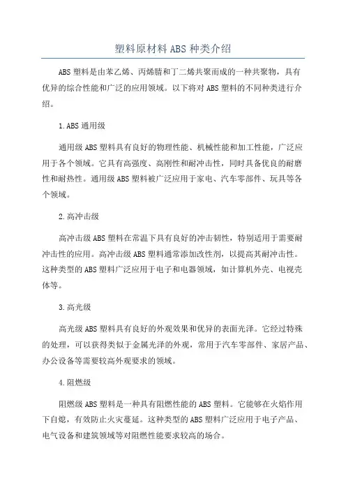 塑料原材料ABS种类介绍