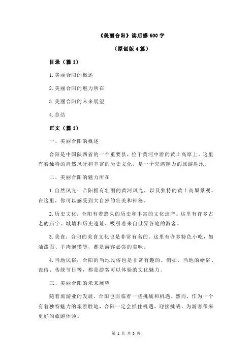 《美丽合阳》读后感600字