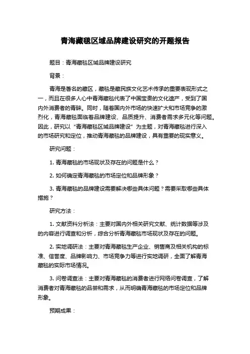 青海藏毯区域品牌建设研究的开题报告
