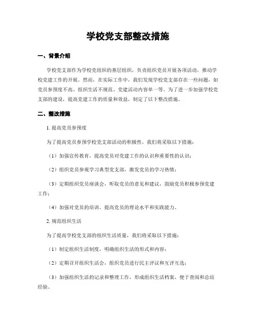 学校党支部整改措施