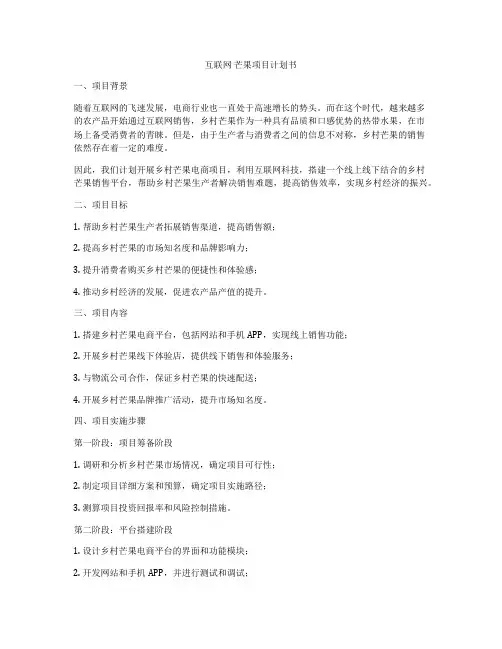 互联网 芒果项目计划书