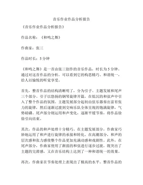 音乐作业作品分析报告