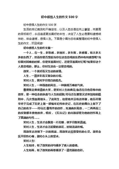 初中感悟人生的作文500字