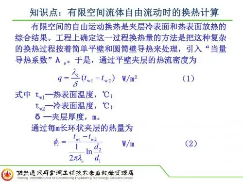 知识点：有限空间流体自由流动时的换热计算PPT讲解