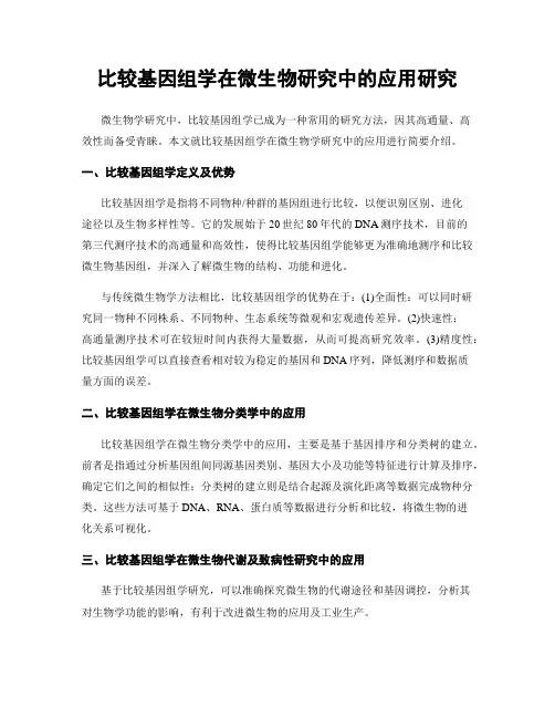 比较基因组学在微生物研究中的应用研究