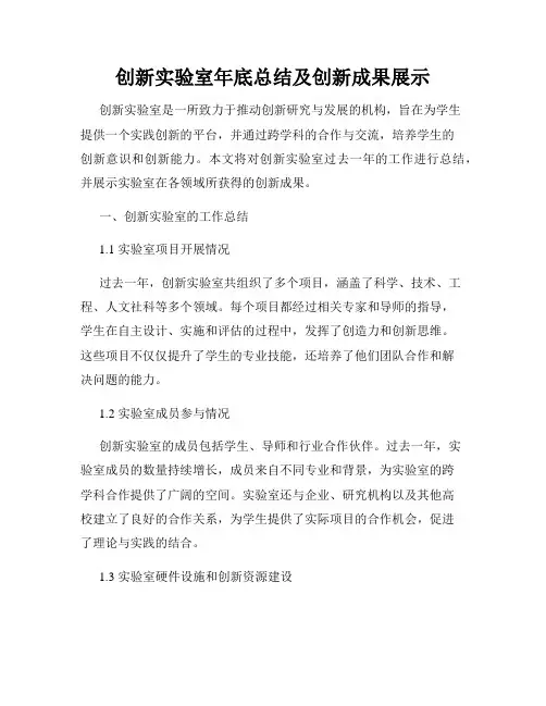 创新实验室年底总结及创新成果展示
