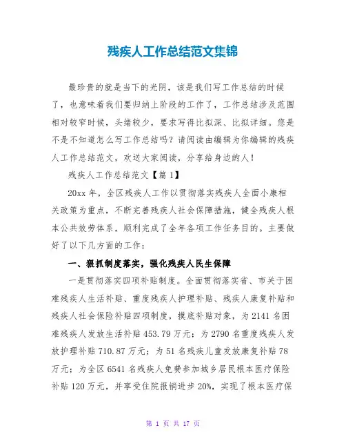 残疾人工作总结范文集锦