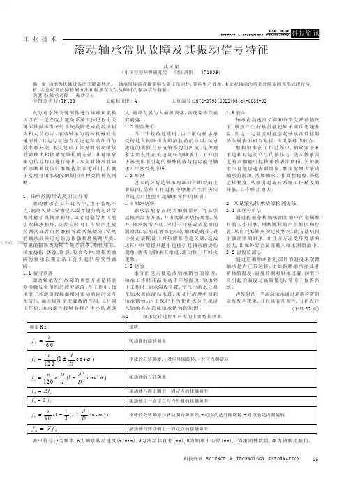 滚动轴承常见故障及其振动信号特征