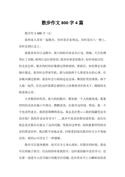 散步作文800字4篇