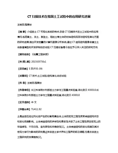 CT扫描技术在我国土工试验中的应用研究进展